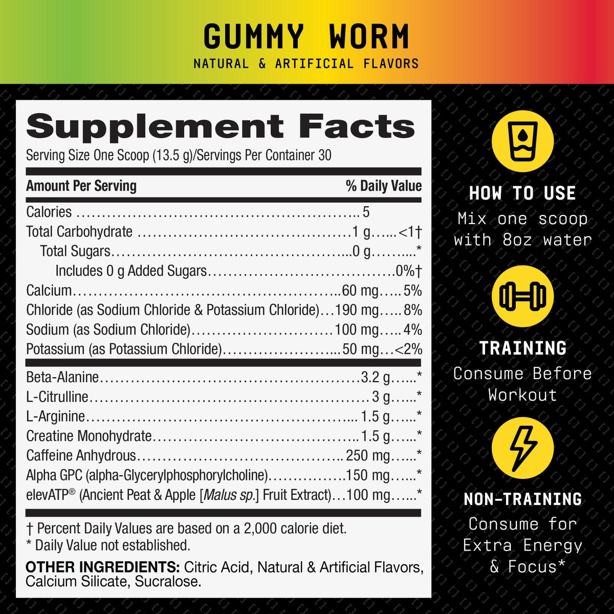 Beyond Raw LIT Origin preentreno Gummy Worm 30 porciones