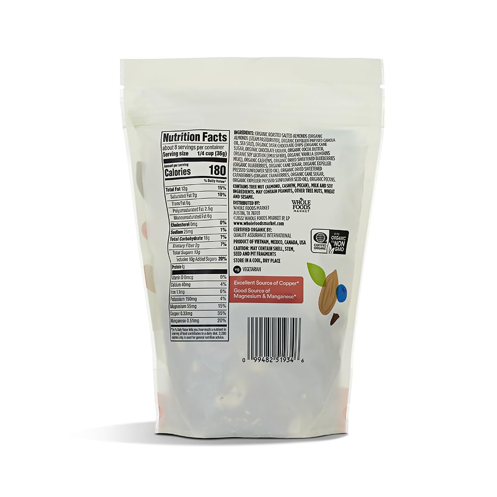 365 Mezcla Orgánica de Nueces y Moras con Chocolate Amargo 284 g