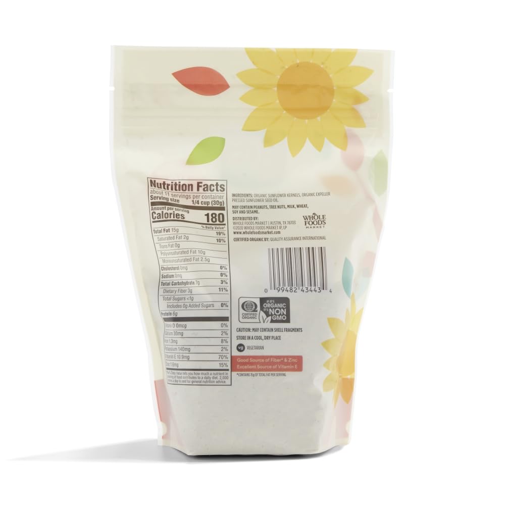 365 Semillas de Girasol Orgánicas Tostadas Sin Sal 340 g