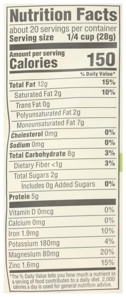 365 Nuez de La India Orgánica Natural Sin Sal Tamaño Ahorro 567 g
