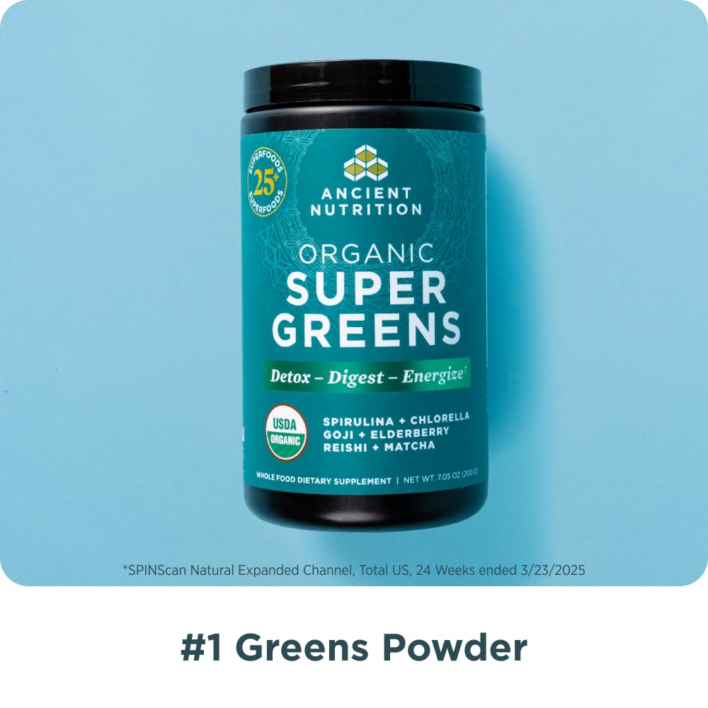 Ancient Nutrition Super Greens Orgánico en Polvo 200 g