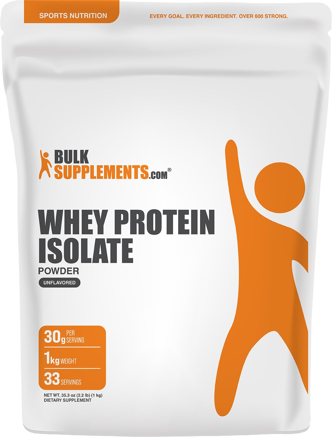BulkSupplements Whey Isolate Proteina Suero Sin Sabor 1 Kg