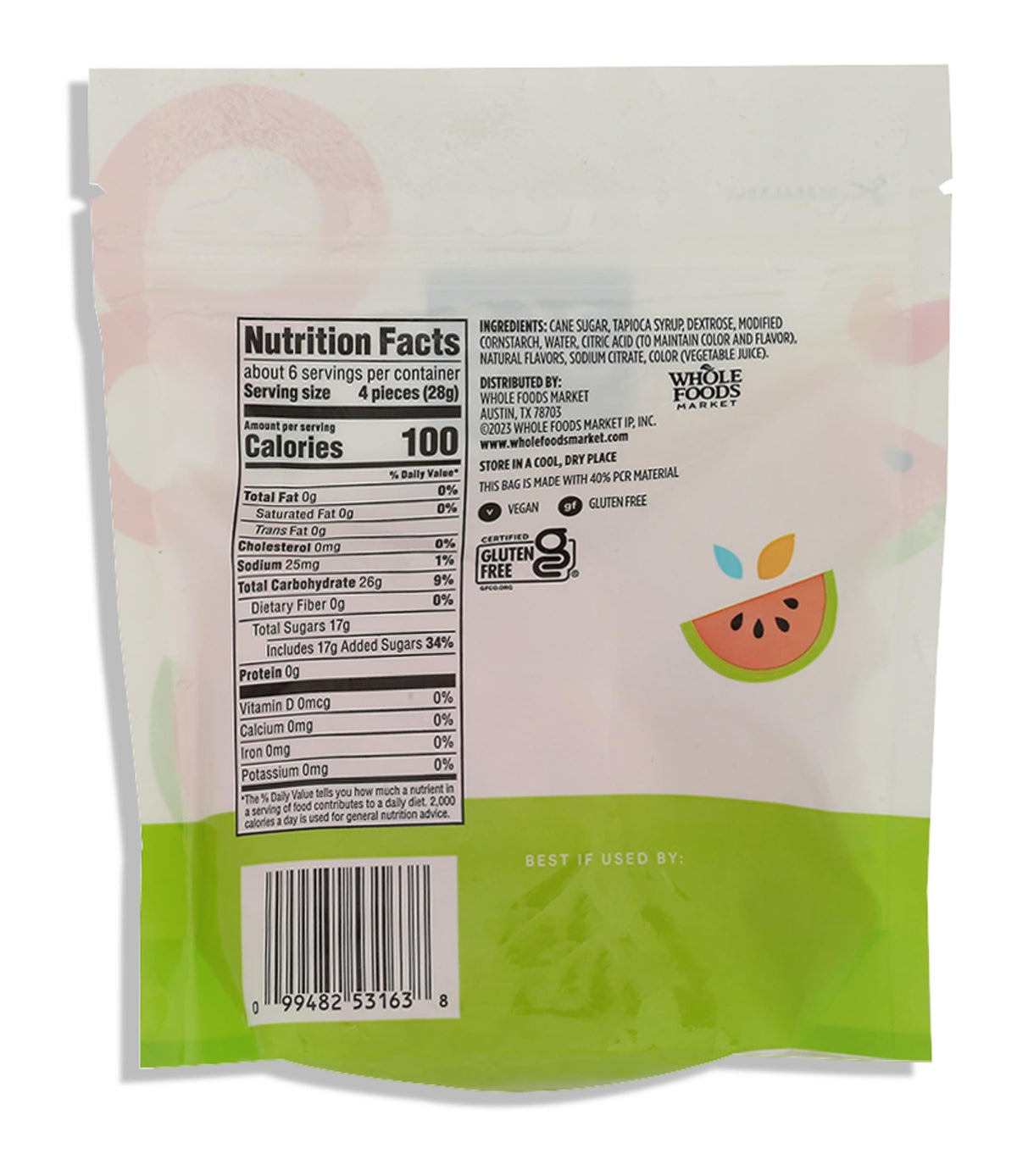 365 Aros de Gomita Ácidos Sabor Sandía 170 g