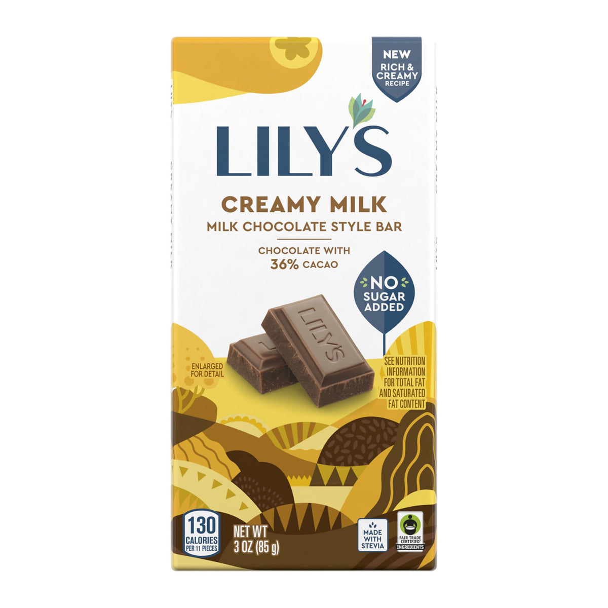 Lily's Barra de Chocolate con Leche Cremosa Sin Azúcar Añadida 85 g