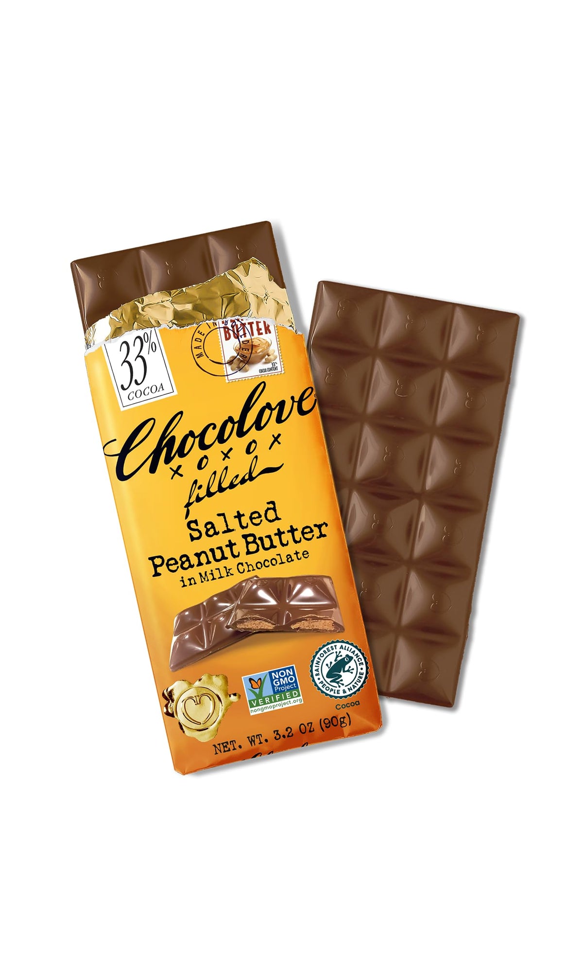 Chocolove Barra de Chocolate con Leche y Crema de Cacahuate Salada 90 g