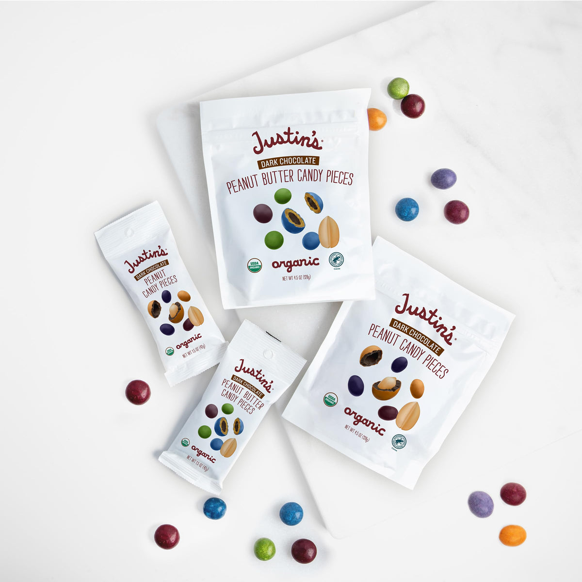Justin's Cacahuates Cubiertos de Chocolate Amargo Orgánico 128 g