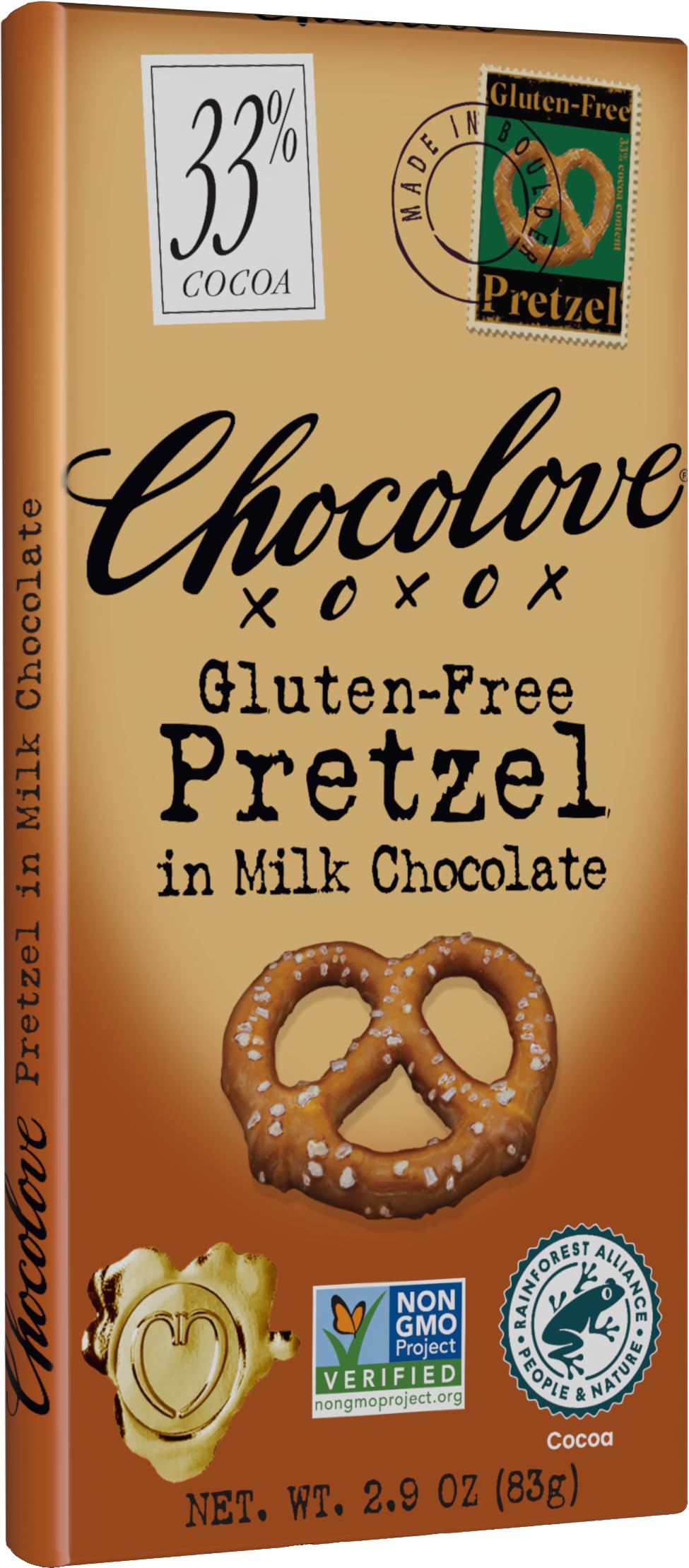 Chocolove Barra de Chocolate con Leche y Pretzel 82 g