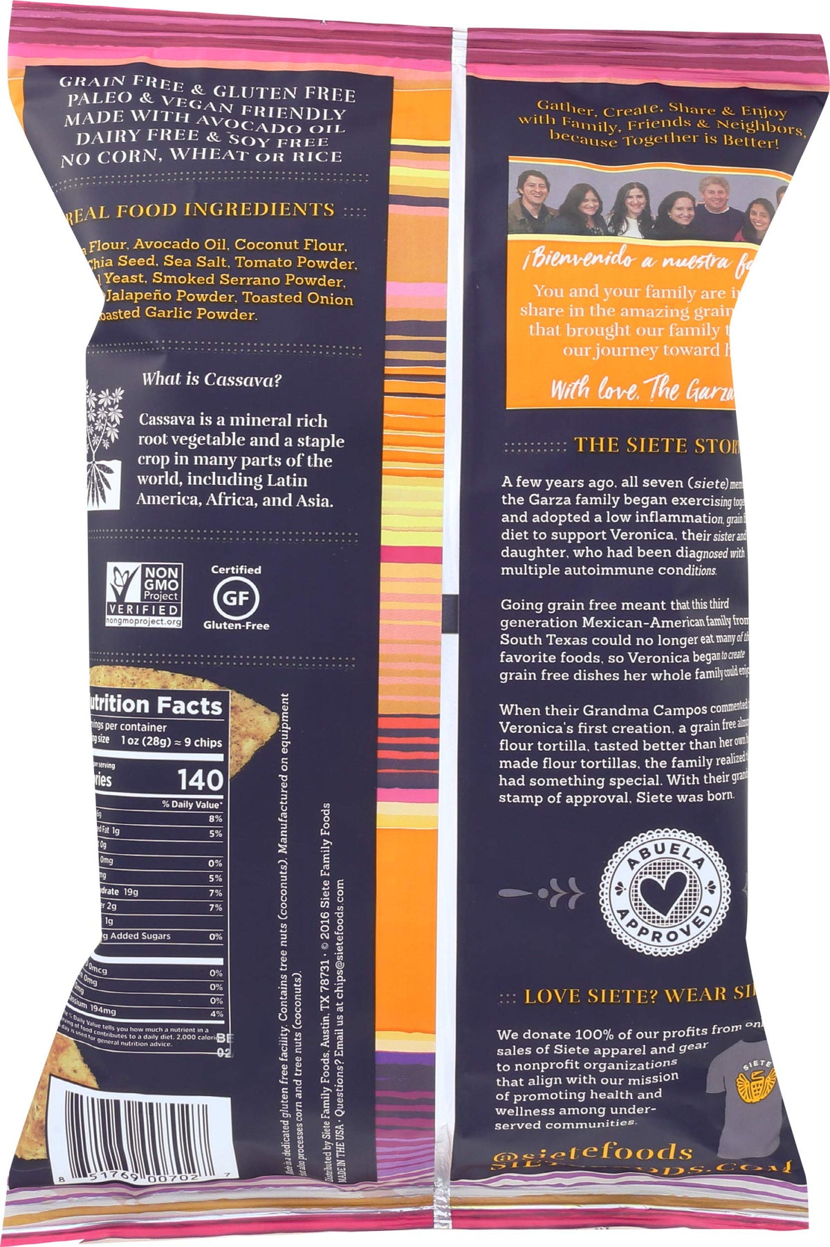 Siete Totopos Sin Granos Sabor Nacho 142 g