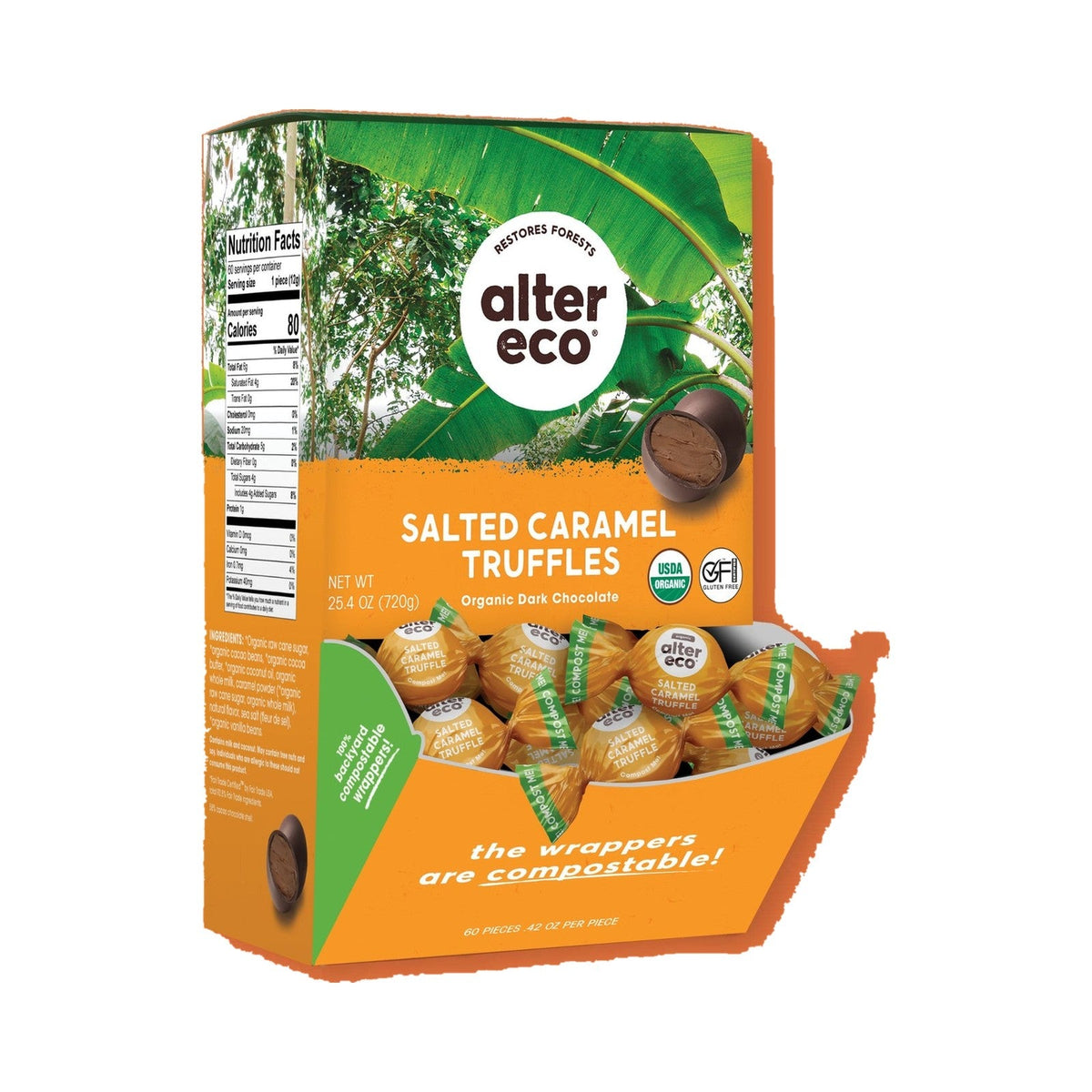 Alter Eco Trufas De Chocolate Con Caramelo Salado 60 Piezas