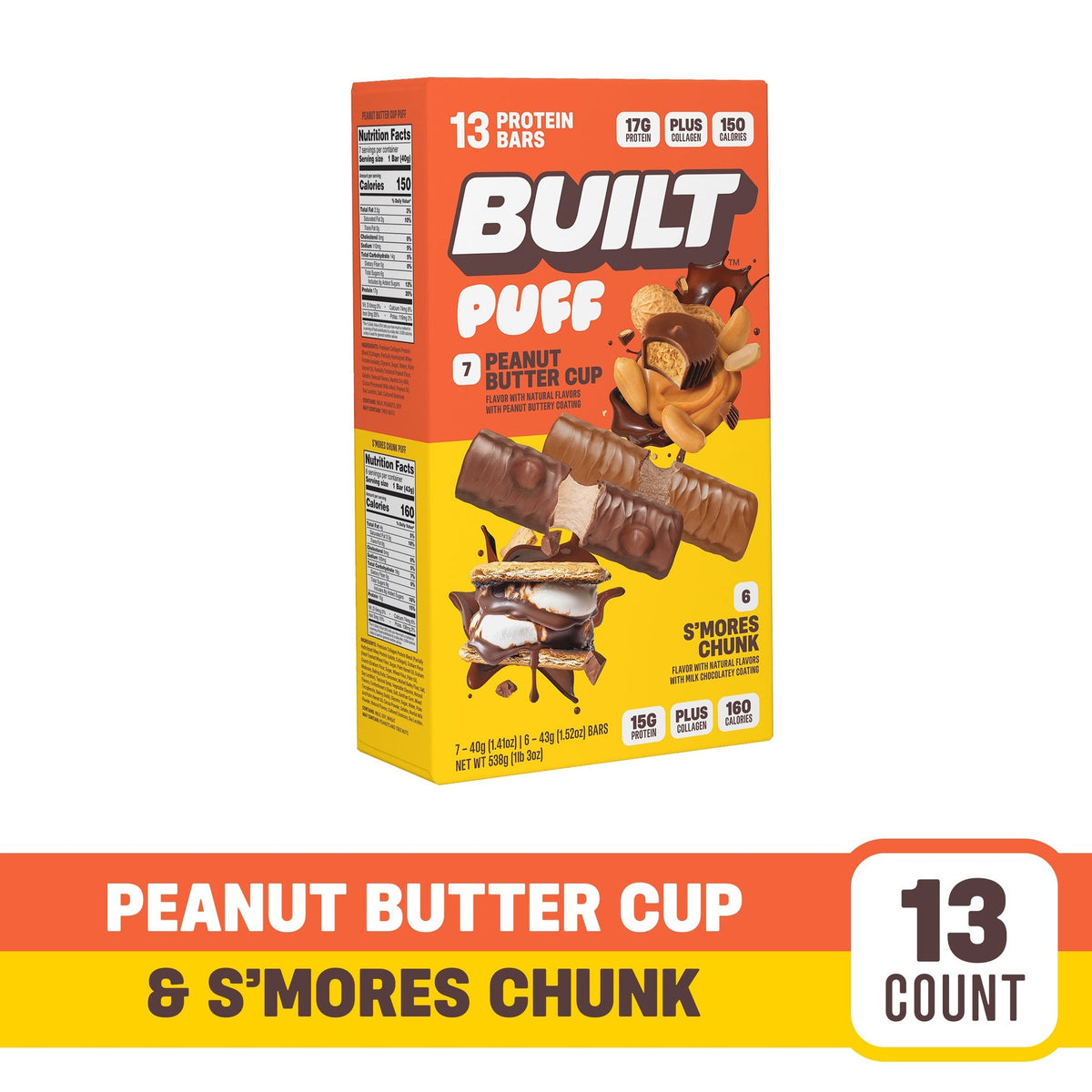 Built Barras De Proteína Surtidas Peanut Butter Cup Y S'mores