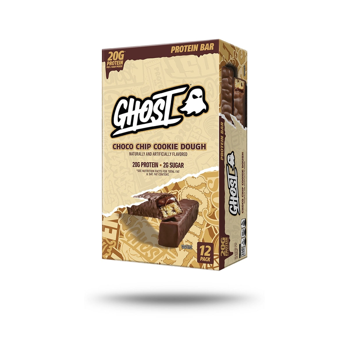 GHOST Barras De Proteína Choco Chip Cookie Dough 12 Piezas