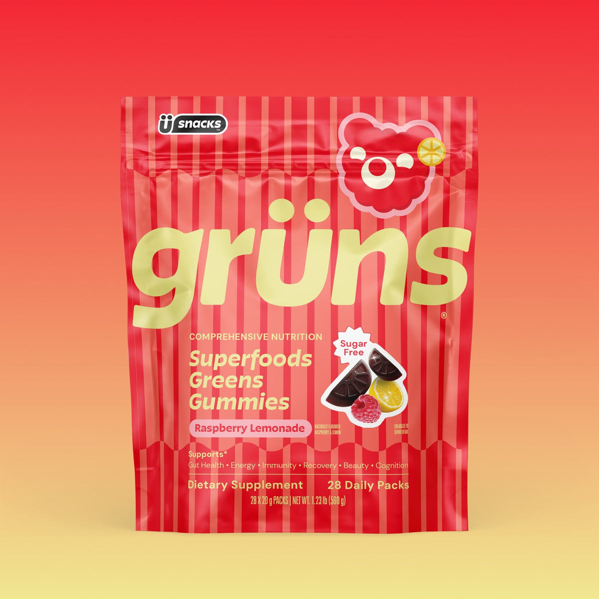 Grüns Gomitas de Superalimentos Limonada de Frambuesa