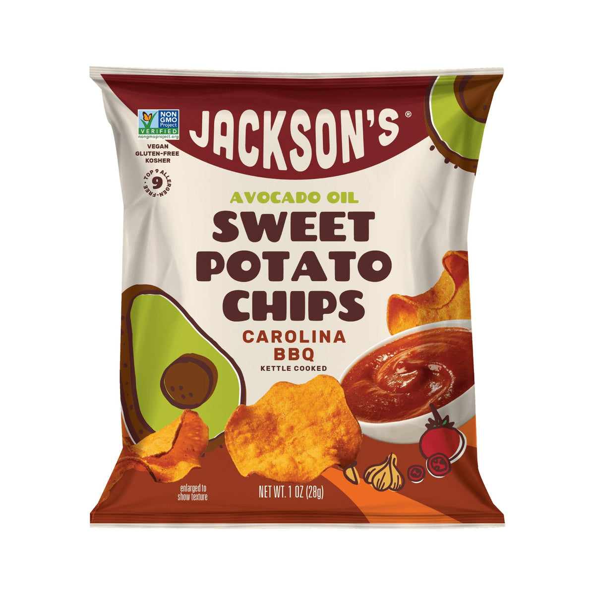 Jackson's Papas de Camote Carolina BBQ en Aceite de Aguacate 30 Bolsitas