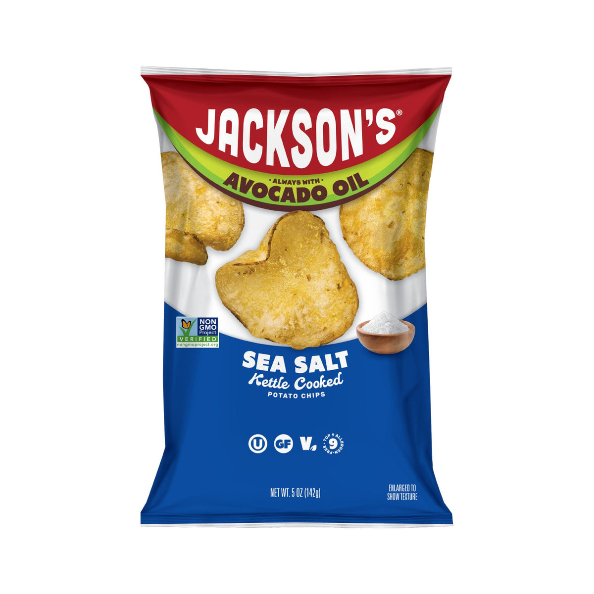 Jackson's Papas Kettle Sal de Mar en Aceite de Aguacate 8 Bolsas
