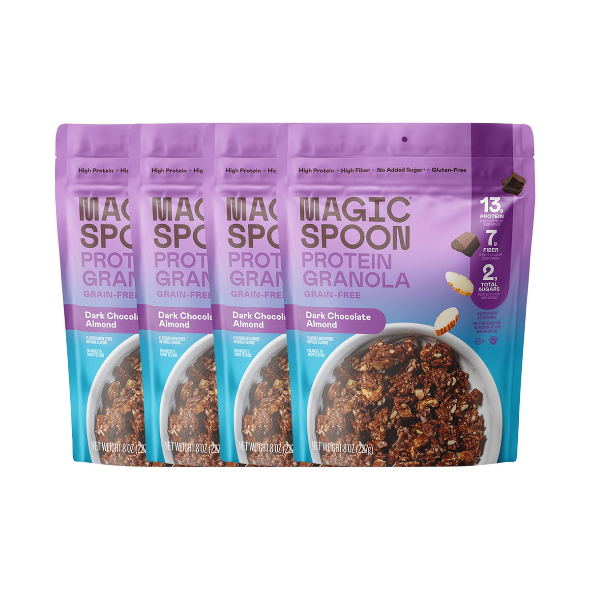 Magic Spoon Granola Con Proteína Chocolate Amargo Y Almendra 4 Bolsas