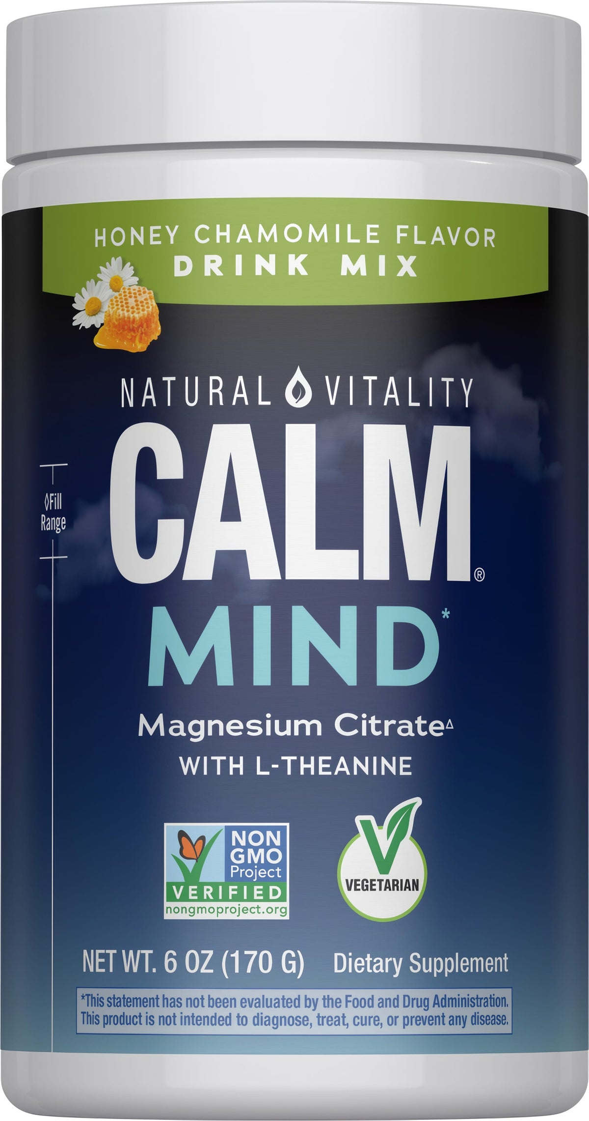 Natural Vitality CALM Mind Magnesio Con L-Teanina En Polvo Miel Y Manzanilla 168 g