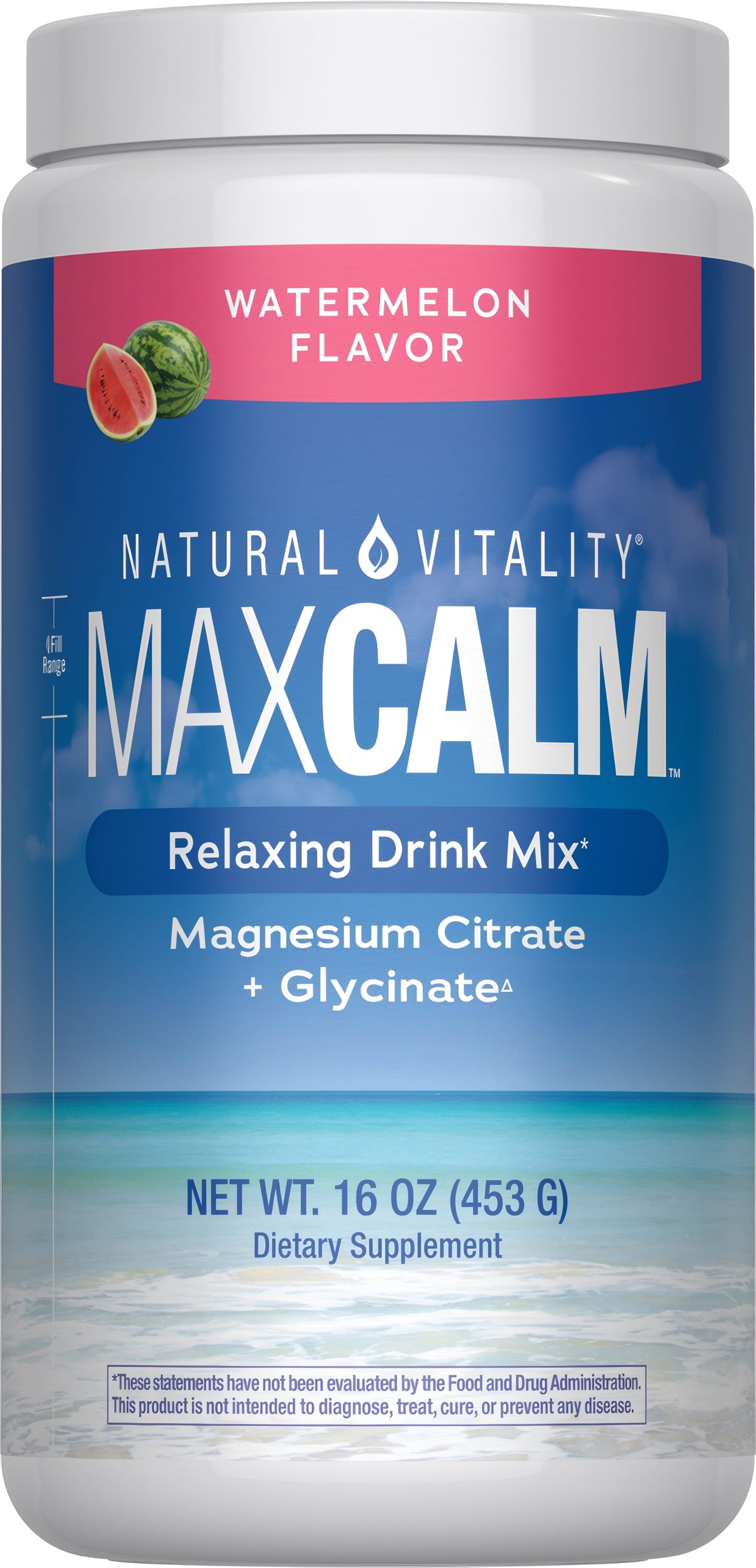 Natural Vitality MAXCALM Magnesio En Polvo Sandía 453 g