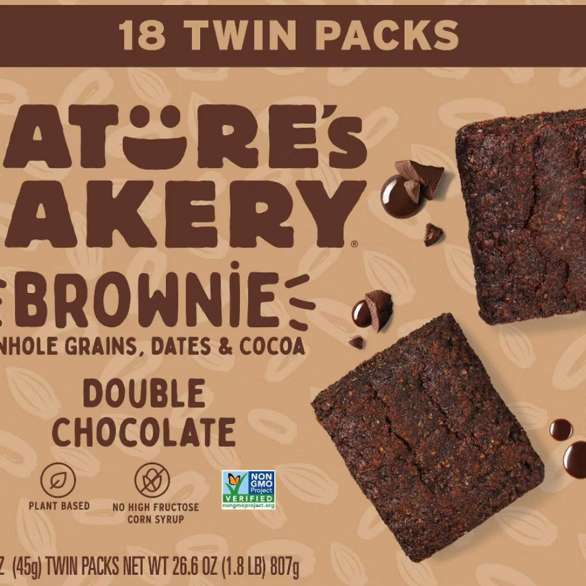 Nature's Bakery Barras de Brownie Doble Chocolate 18 Piezas