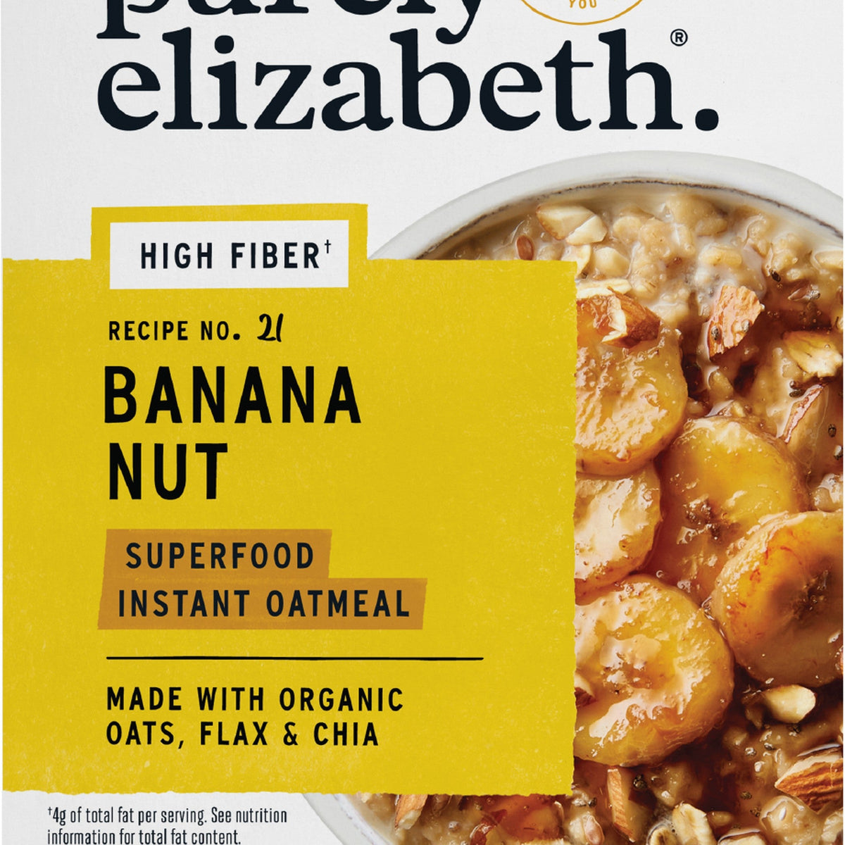 Purely Elizabeth Avena Superfood Plátano y Nuez con Fibra Prebiótica Sobres
