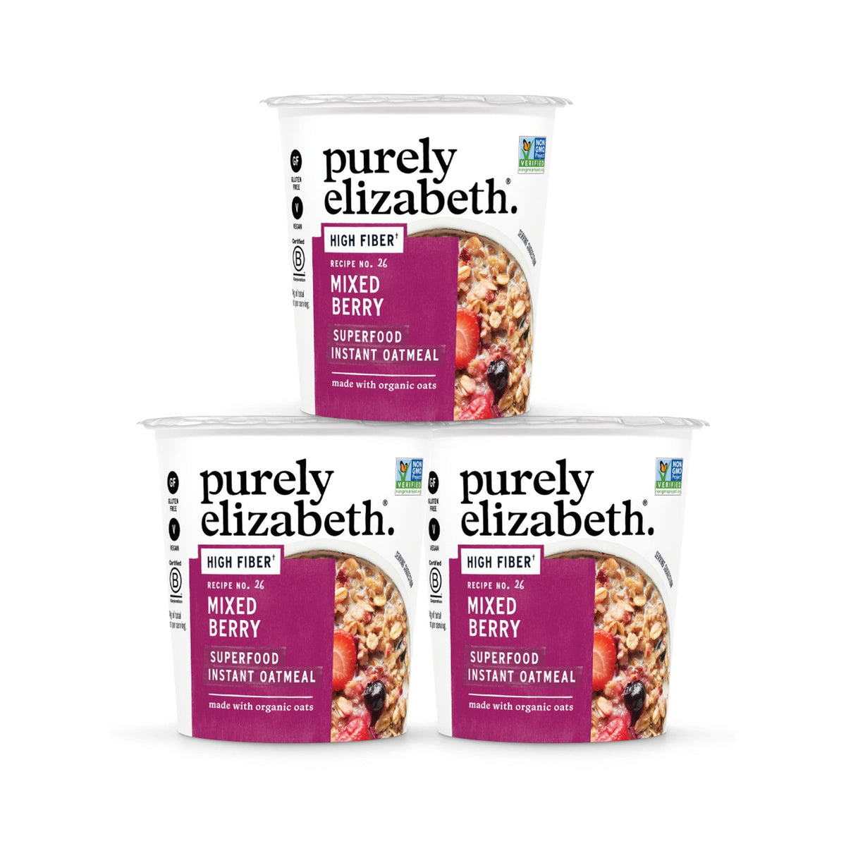 Purely Elizabeth Vaso de Avena Superfood Frutos Rojos 3 Piezas