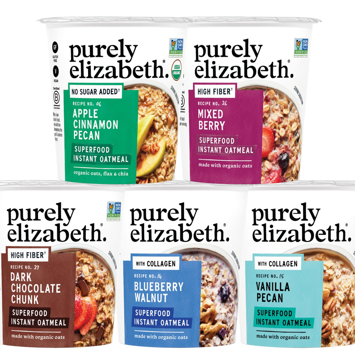 Purely Elizabeth Vasos de Avena Superfood Surtidos 5 Piezas
