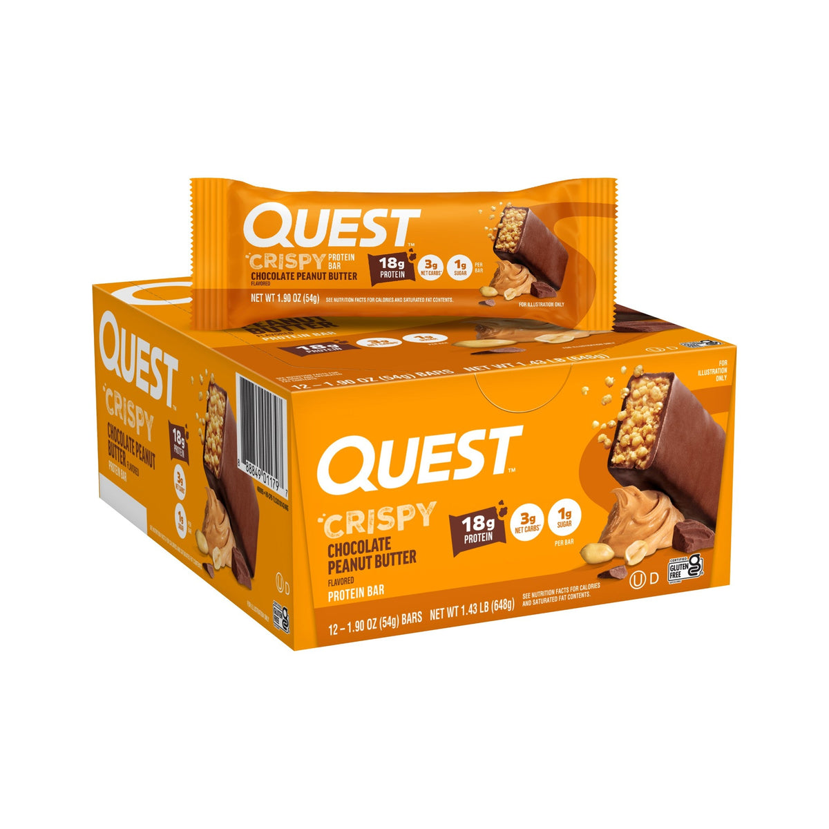 Quest Crispy Hero Barras De Proteína Chocolate Y Crema De Cacahuate