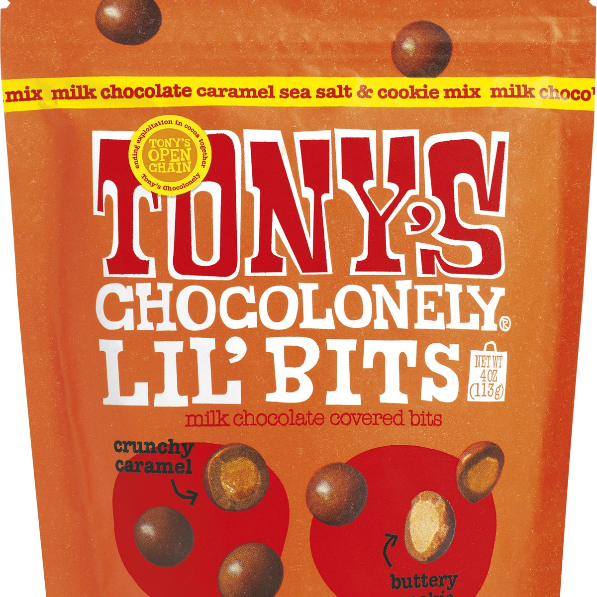 Tony's Chocolonely Lil' Bits Chocolate con Leche, Caramelo, Sal y Galleta