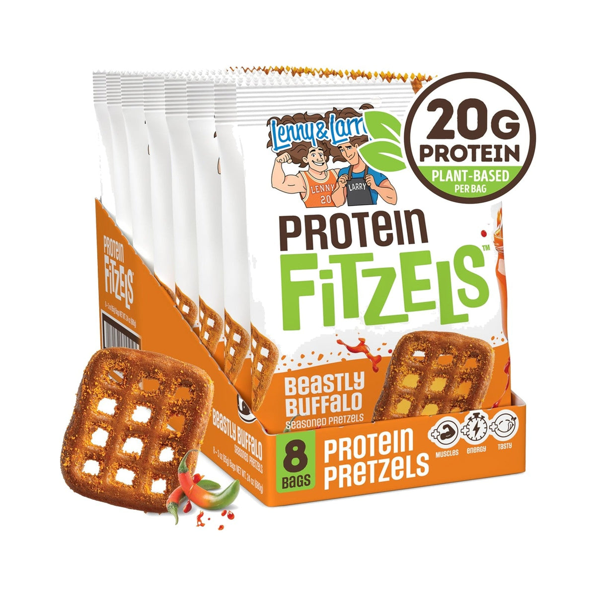 Lenny & Larry's Pretzels Con Proteína Beastly Buffalo 8 Bolsas