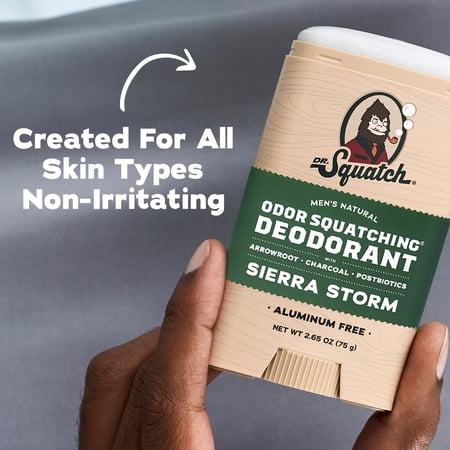 Dr. Squatch Mens Aluminum Free Deodorant, Natural Deodorant for Men, Sierra Storm, 2.65 Oz