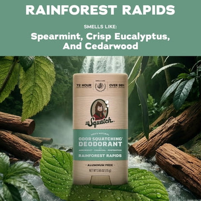 Dr. Squatch Mens Aluminum Free Deodorant, Natural Deodorant for Men, Rainforest Rapids, 2.65 Oz