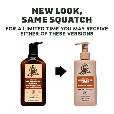 Dr. Squatch Mens Natural Body Moisturizer Lotion, Hand & Body Lotion for Men, Wood Barrel Bourbon, 10 fl Oz