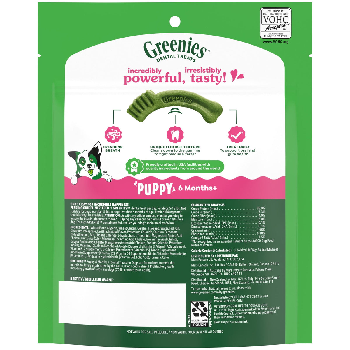 Premios Greenies Cachorro Pollo Teenie 22 Piezas Pack 3