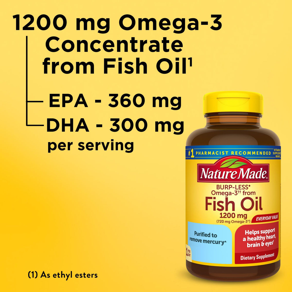 Nature Made Burp Less aceite pescado 1200 mg 125 cápsulas