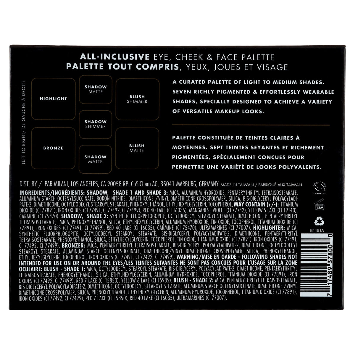 Milani All Inclusive Paleta Ojos Mejillas y Rostro