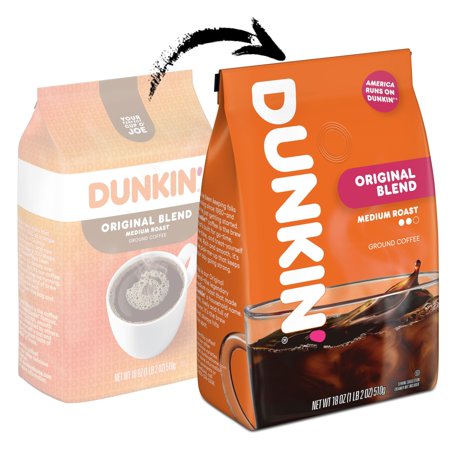Dunkin’ Original Blend Medium Roast Ground Coffee, 18 oz Bag