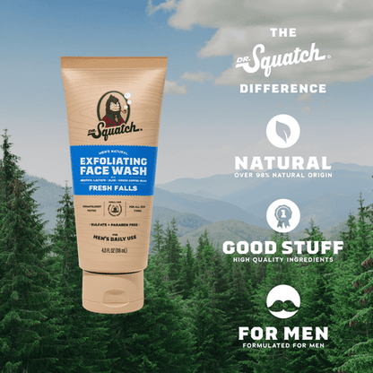 Dr. Squatch Mens Natural Exfoliating Face Wash, Paraben & Sulfate Free Face Wash for Men, Fresh Falls, 4 fl Oz"