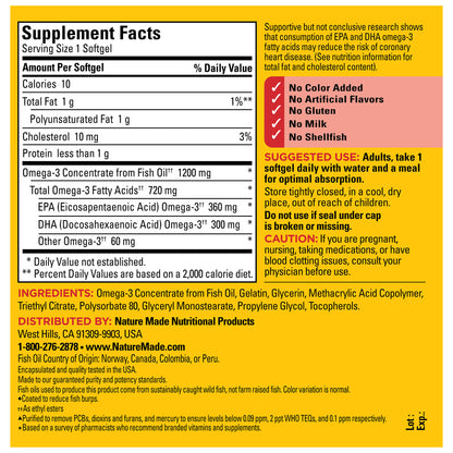 Nature Made Burp Less aceite pescado 1200 mg 125 cápsulas