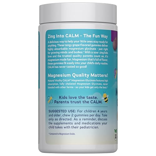 Natural Vitality Kids Magnesio Glicinato 60 Gomitas Uva