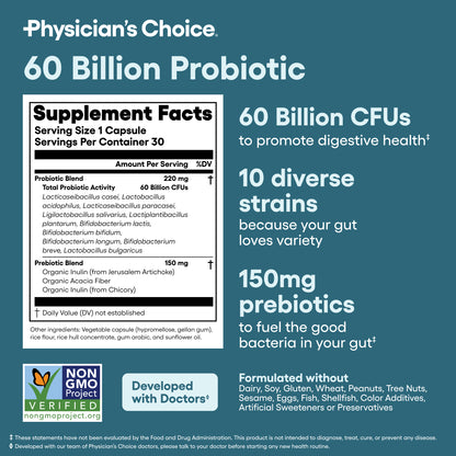 Physician's Choice probiótico 60 mil millones 30 cápsulas