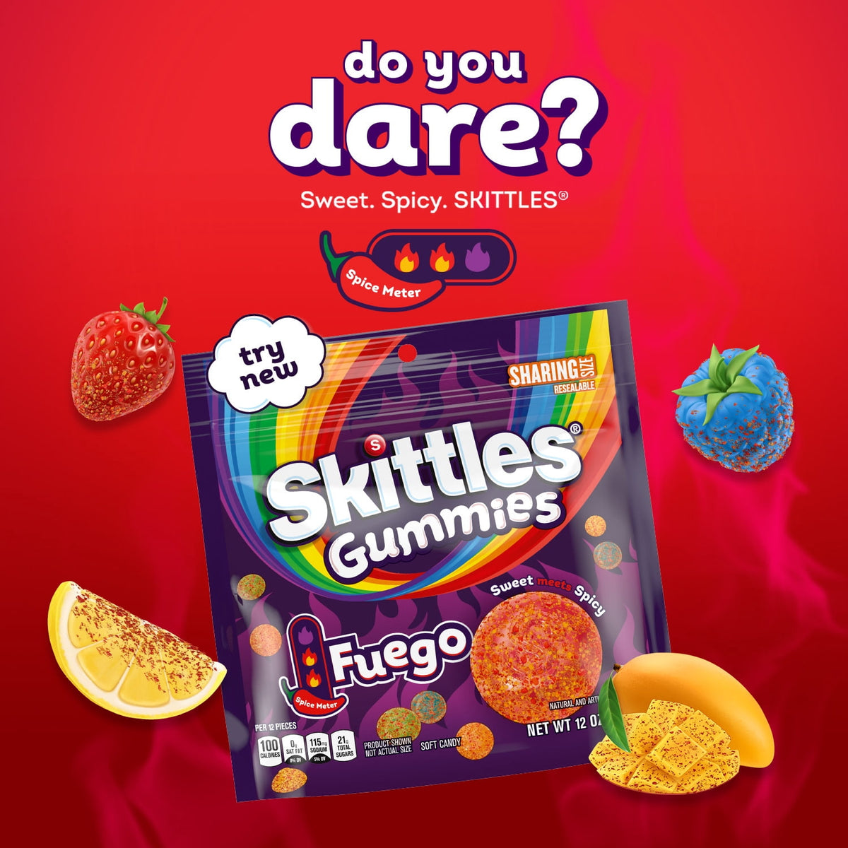 Regalo SKITTLES Gomitas Fuego 340g X2