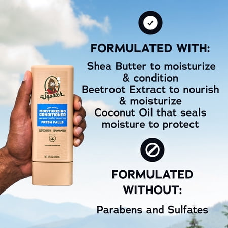 Dr. Squatch Mens Hair Moisturizing Conditioner, Natural Sulfate Free Hydrating Conditioner for Men, Fresh Falls, 11 fl Oz
