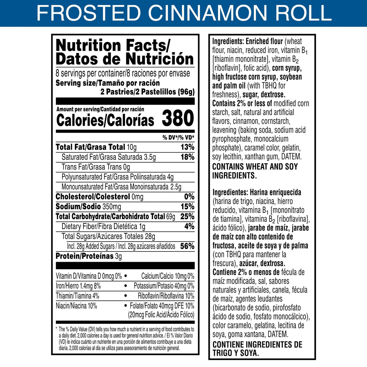 Pop-Tarts Cinnamon Roll 8 Cajas De 16 Piezas