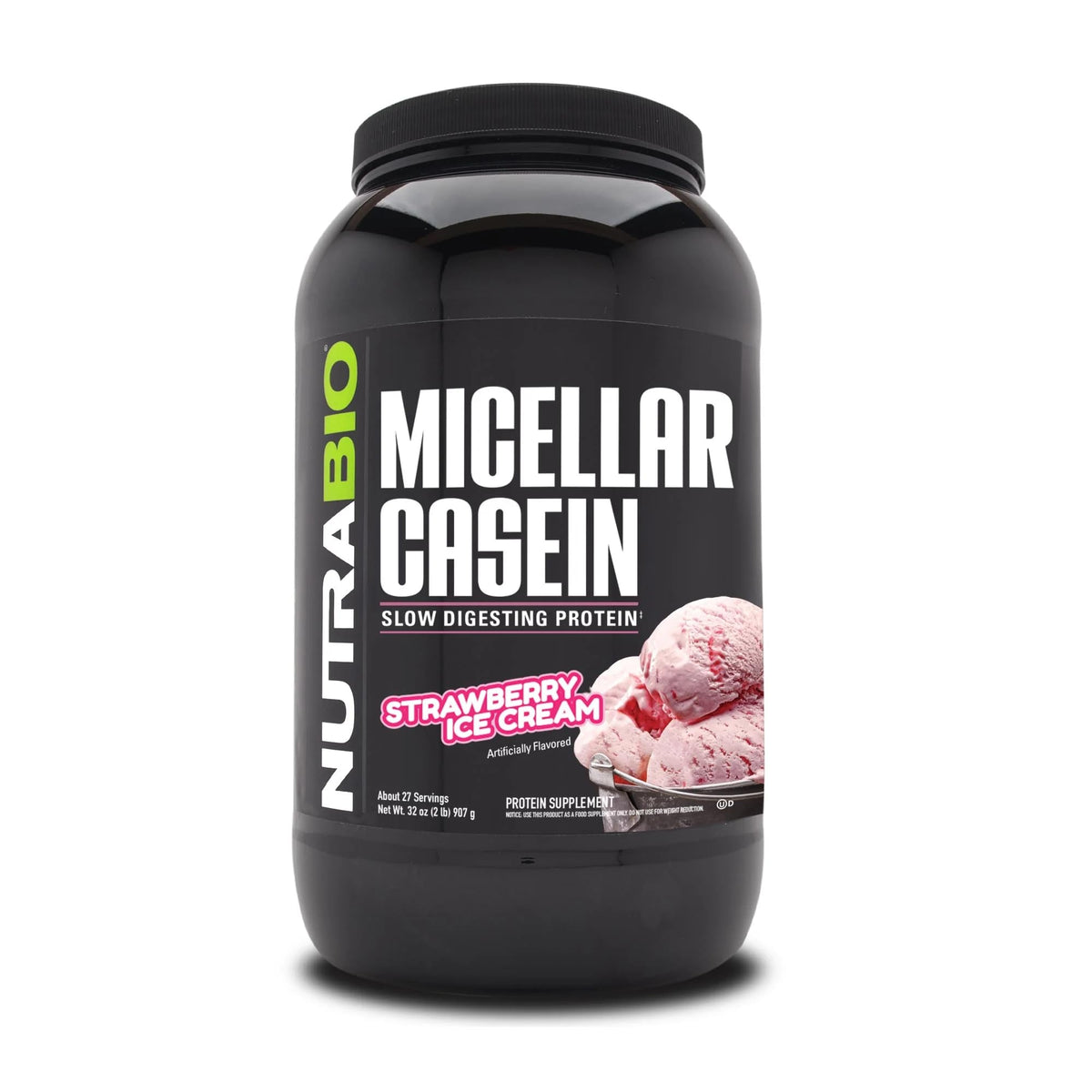 NutraBio Caseina Micelar Proteina Helado De Fresa 907 G