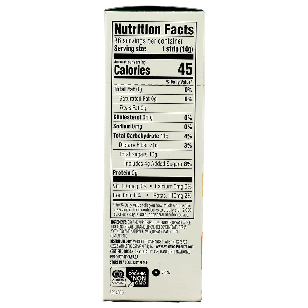 365 Tiras de Fruta Orgánicas de Mango Multipack 14 g
