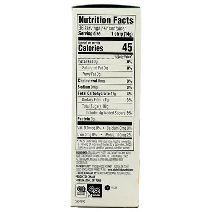 365 Tiras de Fruta Orgánicas de Mango Multipack 14 g