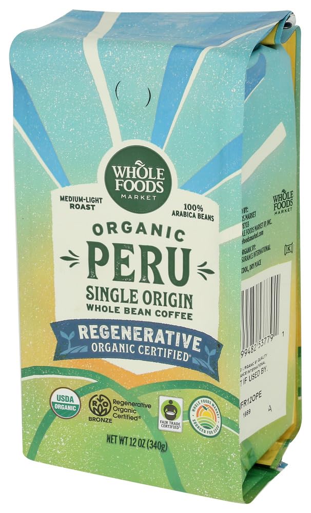 Whole Foods Market Café en Grano Orgánico Regenerativo de Perú 340 g
