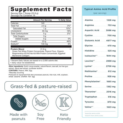 Ancient Nutrition Proteína Whey A2 Sabor Chocolate y Crema de Cacahuate 610 g