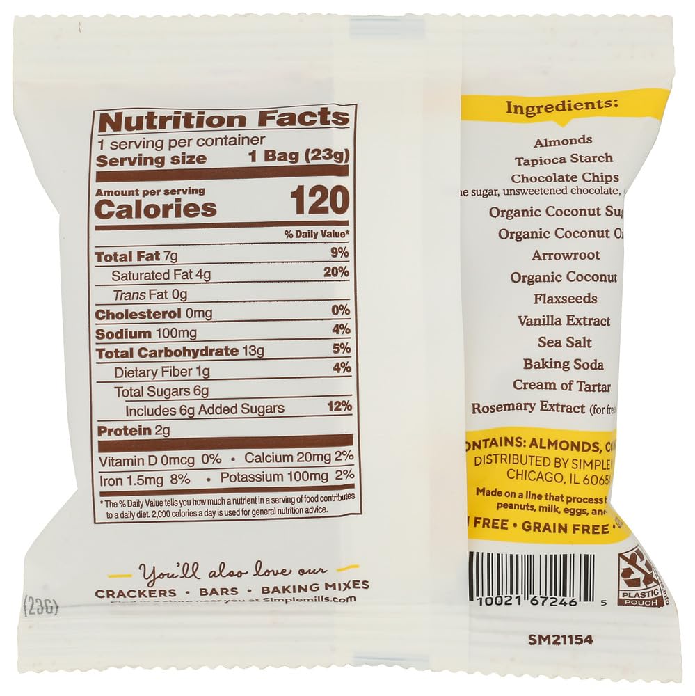 Simple Mills Mini Galletas con Chispas de Chocolate Multipack 23 g
