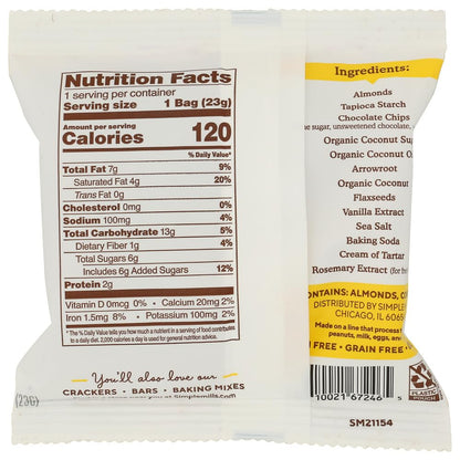Simple Mills Mini Galletas con Chispas de Chocolate Multipack 23 g