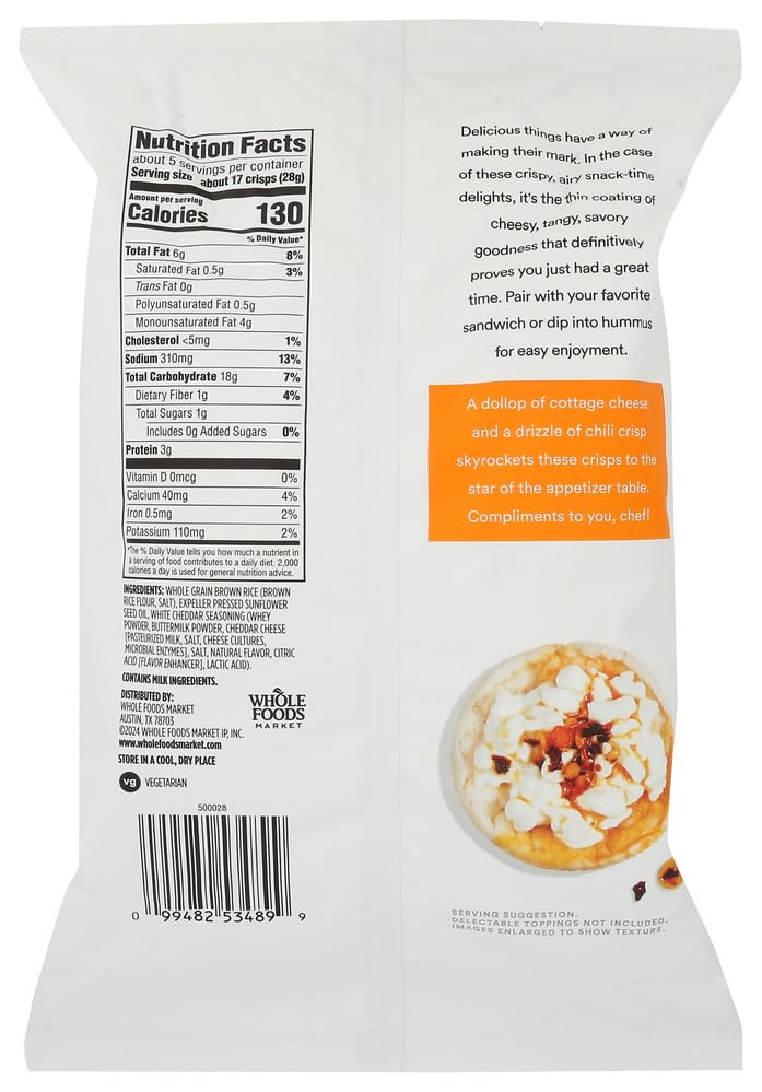 365 Mini Crujientes de Arroz Sabor Queso Cheddar Blanco 142 g